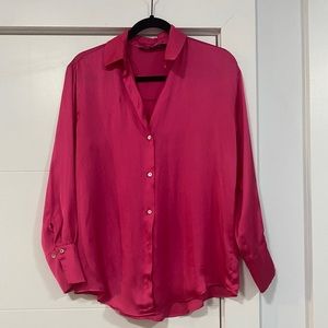 Pink satin effect Zara blouse
